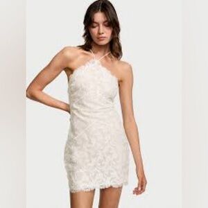 Victoria's Secret Strapless White Lace Halter Dress